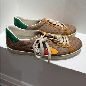 Gucci Brown and Green Sneakers with Character Design